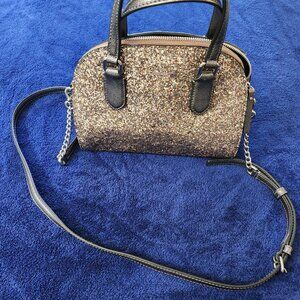 Kate Spade Silver & Grey Glitter Laurel Way Mini Reiley Crossbody Bag, like new